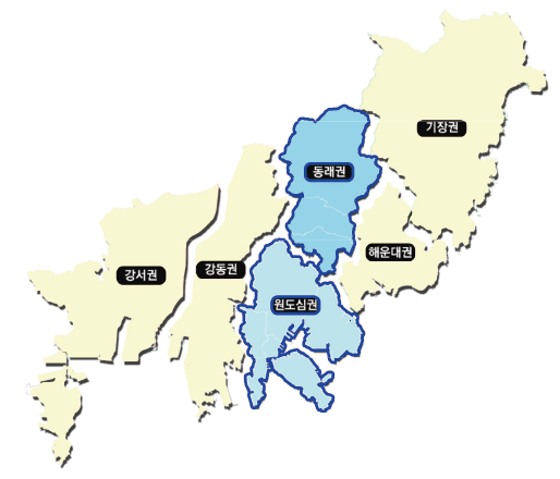 강서권 강동권 원도심권 동래권 기장권 해운대권